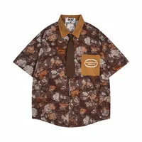 Jiayiku Men's  Summer American Middle Ancient Hong Kong Style Fashion Brand Small Floral Duffian Shirt With Short Sleeve Collar For Men And Women main image 1