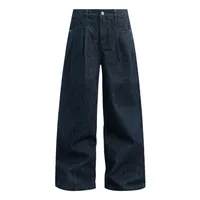 Jiayi Library Men's Clothing  American High Street Vintage Washed Original Color Jeans Men's And Women's Vibe Machete Wide Leg Pants sku image 4