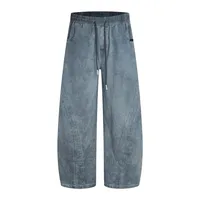 Jiayi Library Men's Clothing  Waste Earth Style American Style Vintage Washed Dirty Dye Machete Casual Pants Straight Loose Wide Leg Pants sku image 6