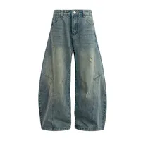Jiayi Library Men's Clothing  American High Street Retro Ripped Washed Jeans Men's And Women's Vibe Machete Wide Leg Pants main image 3