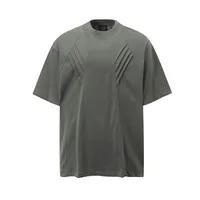 Jiayiku Men's  Summer American Retro Fashion Brand Washed Tee Shark Gill Pleated Design Short-sleeved T-shirt For Men main image 1