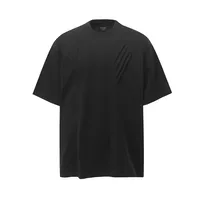 Jiayiku Men's  Summer American Retro Fashion Brand Washed Tee Shark Gill Pleated Design Short-sleeved T-shirt For Men main image 2