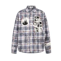 Jiayiku Men's  Spring American Retro Cleanfit Paid Embroidered Plaid Shirt Antique Style Shirt main image 1