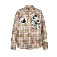 Jiayiku Men's  Spring American Retro Cleanfit Paid Embroidered Plaid Shirt Antique Style Shirt main image 2