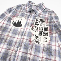 Jiayiku Men's  Spring American Retro Cleanfit Paid Embroidered Plaid Shirt Antique Style Shirt main image 3