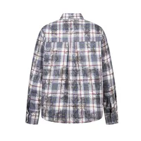 Jiayiku Men's  Spring American Retro Cleanfit Paid Embroidered Plaid Shirt Antique Style Shirt main image 4