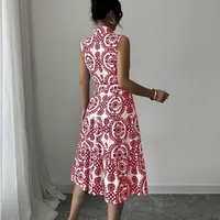 Wholesale Women's Elegant Streetwear Printing Casual Holiday Daily Turndown Sleeveless Sheath Dress main image 4