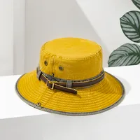 Unisex Casual Solid Color Flat Eaves Bucket Hat main image 4