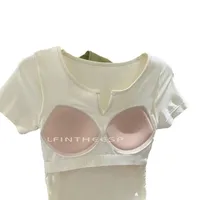Ice Cream Pleated Bubble Slim Seamless V-neck Short Sleeve Sports Fixed Coaster Yoga Clothes Fitness Top Women main image 5