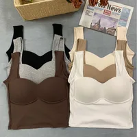 RC Threaded Texturous Camisole With Chest Pad Solid Color All-Match Comfortable Slim-Fit Base Shirt Women's Top Summer 632 main image 1