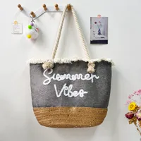 New Tassel Striped Shoulder Bag For Women, Large Capacity, Versatile And Fashionable Straw Beach Bag, Embroidered Letter Tote Bag main image 4