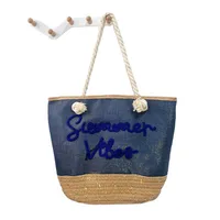 New Tassel Striped Shoulder Bag For Women, Large Capacity, Versatile And Fashionable Straw Beach Bag, Embroidered Letter Tote Bag main image 5