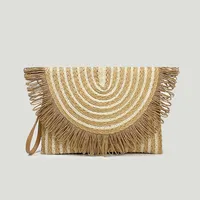 Handmade Woven Bag Crossbody Handbag Niche Bohemian Summer Beach Tassel Straw Woven Bag main image 1