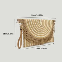 Handmade Woven Bag Crossbody Handbag Niche Bohemian Summer Beach Tassel Straw Woven Bag main image 2