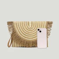Handmade Woven Bag Crossbody Handbag Niche Bohemian Summer Beach Tassel Straw Woven Bag main image 5