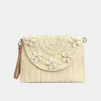 Hand-woven Clutch Bag  Summer New Shoulder Bag Women's  Fashion Crossbody Bag Straw Envelope Bag sku image 1
