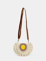 Fashion  Straw Small Round Bag Seaside Vacation Beach Shoulder Bag  Summer New Woven Crossbody Bag For Women sku image 1