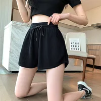 Sports Shorts Women's Waffle Casual All-match Home A- Line Pants Outer Wear Drawstring New High Waist Slimming Shorts main image 4