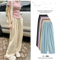 Ice Silk Yamamoto Pants Women's Summer Thin High Waist Slimming Wide Leg Pants Loose Straight Lazy Style Casual Pants main image 1