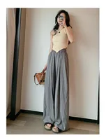 Ice Silk Yamamoto Pants Women's Summer Thin High Waist Slimming Wide Leg Pants Loose Straight Lazy Style Casual Pants sku image 2