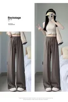 Ice Silk Yamamoto Pants Women's Summer Thin High Waist Slimming Wide Leg Pants Loose Straight Lazy Style Casual Pants sku image 3