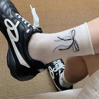 Wholesale  New New Ins Heel Bow Boneless Mid-Calf Socks Breathable Women's Socks Can Be Worn In All Seasons main image 3