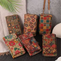 New Fashion Retro Bohemian Wallet Multi-functional Large Capacity Wood Grain Mobile Phone Bag All-match Coin Purse main image 1