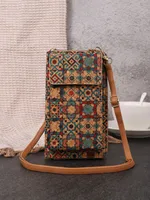 New Fashion Retro Bohemian Wallet Multi-functional Large Capacity Wood Grain Mobile Phone Bag All-match Coin Purse sku image 1
