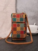 New Fashion Retro Bohemian Wallet Multi-functional Large Capacity Wood Grain Mobile Phone Bag All-match Coin Purse sku image 5