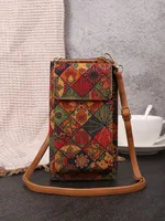New Fashion Retro Bohemian Wallet Multi-functional Large Capacity Wood Grain Mobile Phone Bag All-match Coin Purse sku image 6