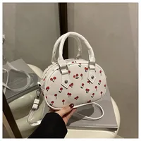 Cute Cherry Print Baseball Bag  New Handbag Women's High-End Style Shoulder Bag Commuter Crossbody Bag sku image 3