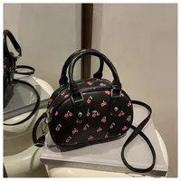 Cute Cherry Print Baseball Bag  New Handbag Women's High-End Style Shoulder Bag Commuter Crossbody Bag sku image 1