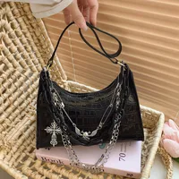 Subculture Dark Punk Armpit Bag Women's Bag Skull Shoulder Bag Y2K Sexy Chain Crocodile Pattern Crossbody Bag main image 1