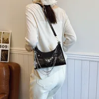 Subculture Dark Punk Armpit Bag Women's Bag Skull Shoulder Bag Y2K Sexy Chain Crocodile Pattern Crossbody Bag main image 4