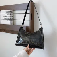 Subculture Dark Punk Armpit Bag Women's Bag Skull Shoulder Bag Y2K Sexy Chain Crocodile Pattern Crossbody Bag sku image 1