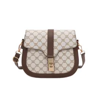 Retro Lock  Summer New One-Shoulder Cross-Body Saddle Bag Large Capacity Printed Fashion Simple Ins Casual main image 6