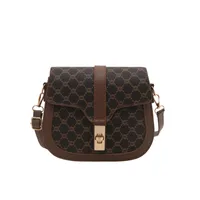 Retro Lock  Summer New One-Shoulder Cross-Body Saddle Bag Large Capacity Printed Fashion Simple Ins Casual sku image 2