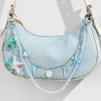 New Ins Exquisite Fashion Blue Ocean Series Imitation Crystal Natural Stone Beads Starfish Shell DIY Bag Pendant main image 1
