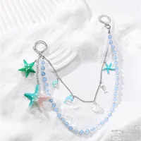 New Ins Exquisite Fashion Blue Ocean Series Imitation Crystal Natural Stone Beads Starfish Shell DIY Bag Pendant main image 2