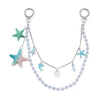 New Ins Exquisite Fashion Blue Ocean Series Imitation Crystal Natural Stone Beads Starfish Shell DIY Bag Pendant main image 5