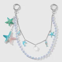 New Ins Exquisite Fashion Blue Ocean Series Imitation Crystal Natural Stone Beads Starfish Shell DIY Bag Pendant sku image 1