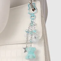 New Ins Exquisite And Cute High-Looking Multi-Color Resin Flocking Bear Heart Star Strawberry DIY Keychain main image 1