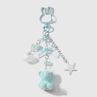 New Ins Exquisite And Cute High-Looking Multi-Color Resin Flocking Bear Heart Star Strawberry DIY Keychain sku image 1