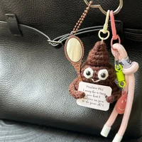 Cute Hot-Selling Funny Poop Shape Wool Handmade Crocheted Bag Backpack Pendant Mobile Phone Keychain Car Hanging main image 3