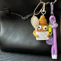 Cute Hot-Selling Funny Poop Shape Wool Handmade Crocheted Bag Backpack Pendant Mobile Phone Keychain Car Hanging main image 4