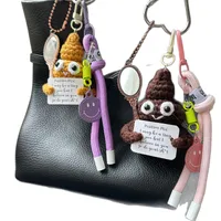 Cute Hot-Selling Funny Poop Shape Wool Handmade Crocheted Bag Backpack Pendant Mobile Phone Keychain Car Hanging main image 5