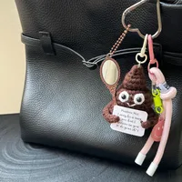 Cute Hot-Selling Funny Poop Shape Wool Handmade Crocheted Bag Backpack Pendant Mobile Phone Keychain Car Hanging sku image 2