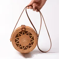Factory Direct Sale Of Rattan Ins Handmade Rattan Hollow Five-pointed Star 18 * 8PU Leather Buckle Bag sku image 1