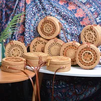 Factory Direct Sale Of Rattan Ins Handmade Rattan Hollow Five-pointed Star 18 * 8PU Leather Buckle Bag main image 1