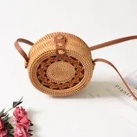 Factory Direct Sale Of Rattan Ins Handmade Rattan Hollow Five-pointed Star 18 * 8PU Leather Buckle Bag main image 3